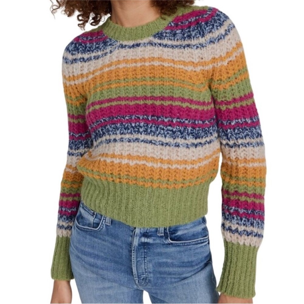 MOTHER Colorful Striped Crew Neck Sweater